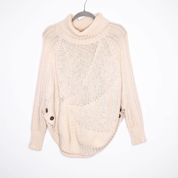 Anthropologie Sweaters - ANTHROPOLOGIE ANGEL OF THE NORTH Harvest Moon Poncho Chunky Knit Ivory Size S